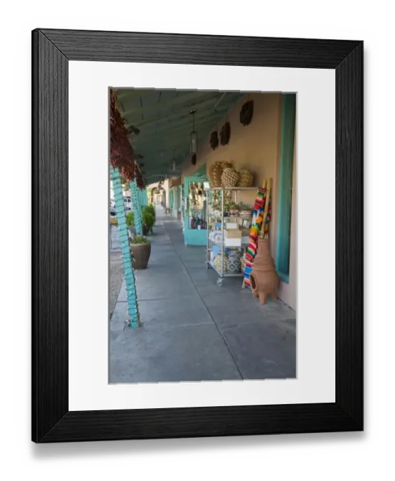 Framed Print : AZ, Arizona, Scottsdale, Old Town Scottsdale, shop fronts with covered walkway Framed Print : AZ, Arizona, Scottsdale, Old Town Scottsdale, shop fronts with covered walkway
