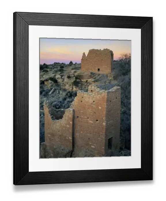 Framed Print : Hovenweep National Monument, Colorado. USA. Great House (upper) & Holly House (lower) at dawn