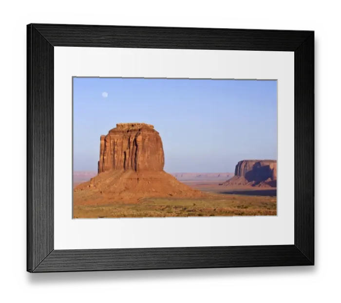 Framed Print : USA, AZ, Navajo Reservation, Full Moon Rising Over Merrick Butte in Monument ValleyTribal