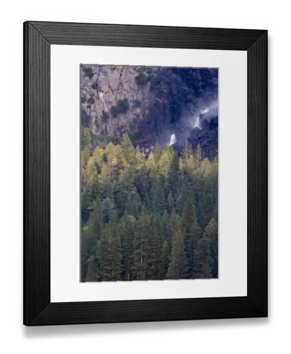 Framed Print : Lower Bridalveil Fall and tree tops - Yosemite National Park, California Framed Print : Lower Bridalveil Fall and tree tops - Yosemite National Park, California