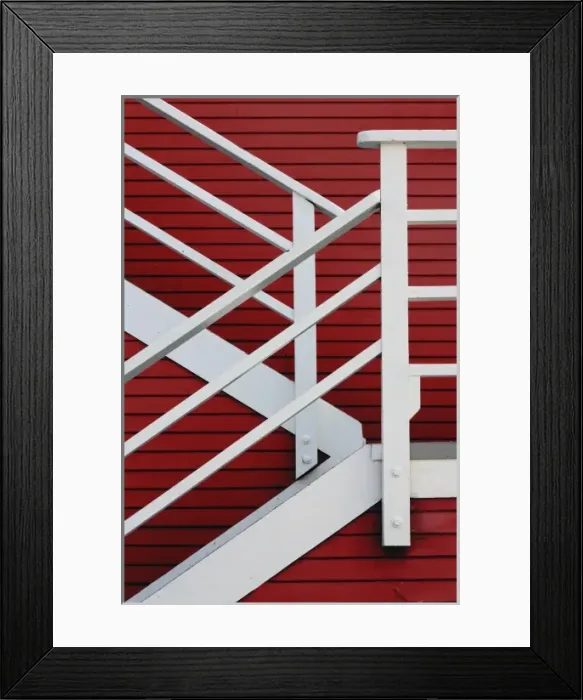 Framed Print : White stairs and red building, Catalina Island, California