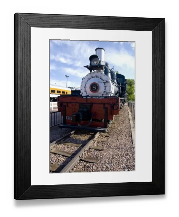 Framed Print : Colorado, Canon City, Royal Gorge Railroad. (PR). Train station, historic engine number eight Framed Print : Colorado, Canon City, Royal Gorge Railroad. (PR). Train station, historic engine number eight