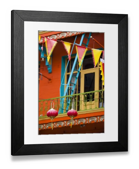 Framed Print : USA, California, San Francisco, Chinatown, Chinatown building detail