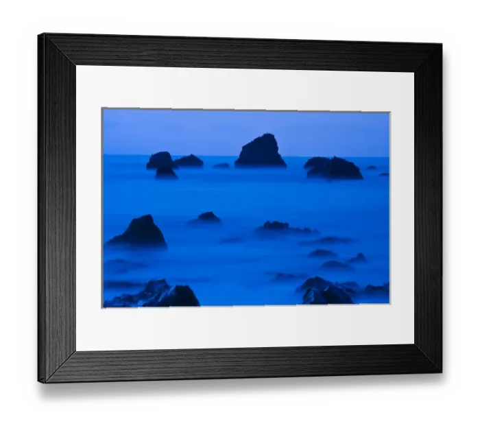 Framed Print : California, Sonoma. Twilight along the rugged coast
