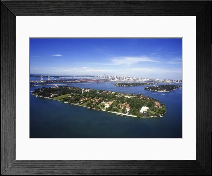 Framed Print : Private Islands of Biscayne Bay, Star Island, Florida, USA