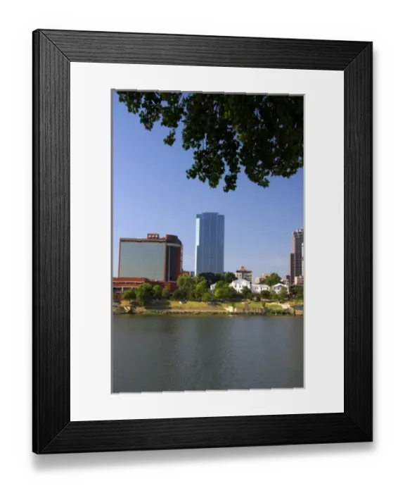 Framed Print : Old Statehouse and modern office buildings along the Arkansas River at Little Rock, Arkansas