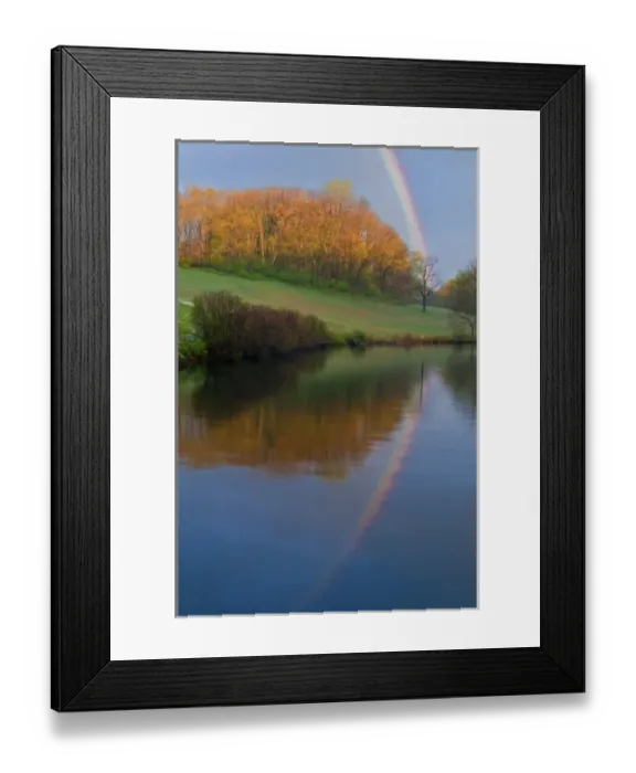 Framed Print : USA, Delaware, Wilmington. Rainbow reflects in Winterthur Garden pond Framed Print : USA, Delaware, Wilmington. Rainbow reflects in Winterthur Garden pond