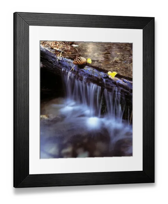 Framed Print : USA, California, Sierra Nevada. A fallen log creates a small waterfall on Barney Framed Print : USA, California, Sierra Nevada. A fallen log creates a small waterfall on Barney