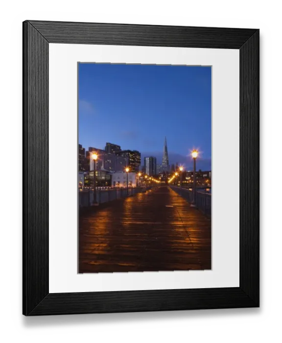 Framed Print : USA, California, San Francisco, Embarcadero, city view from Pier 7, Broadway Pier