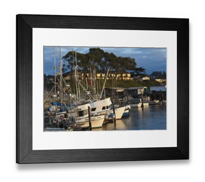 Framed Print : USA, California, Southern California, Morro Bay, harbor, dusk