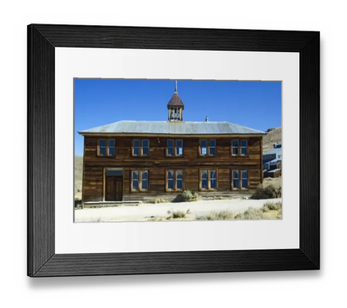 Framed Print : USA, California, Bodie State Historic Park, Abandoned wood schoolhouse with bell tower Framed Print : USA, California, Bodie State Historic Park, Abandoned wood schoolhouse with bell tower
