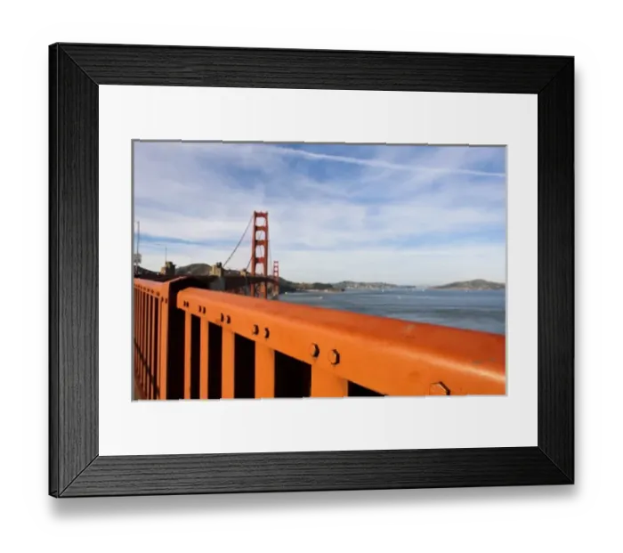Framed Print : The Golden Gate Bridge as seen over the guard railing from San Francisco, California Framed Print : The Golden Gate Bridge as seen over the guard railing from San Francisco, California