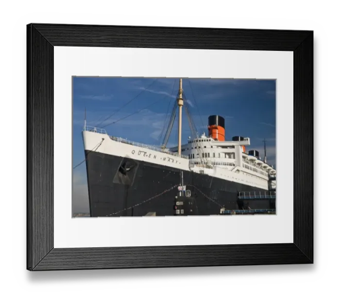 Framed Print : USA, California, Long Beach. Queen Mary ocean liner museum and Russian submarine Scorpion Framed Print : USA, California, Long Beach. Queen Mary ocean liner museum and Russian submarine Scorpion