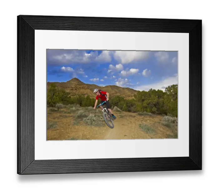 Framed Print : Mountain biker on the Bookcliff Trails near Fruita, Colorado, USA model released Framed Print : Mountain biker on the Bookcliff Trails near Fruita, Colorado, USA model released