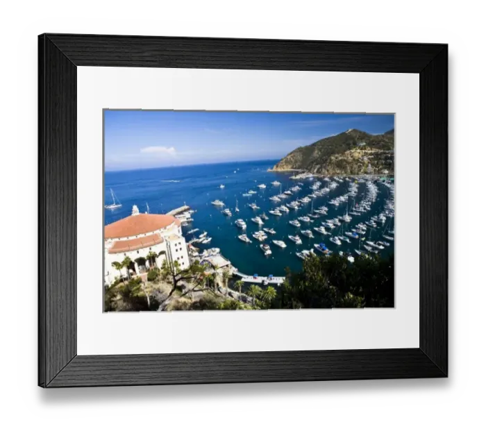 Framed Print : USA, Catalina Island. View overlooking Avalon harbor from the north side. The Wrigley Framed Print : USA, Catalina Island. View overlooking Avalon harbor from the north side. The Wrigley