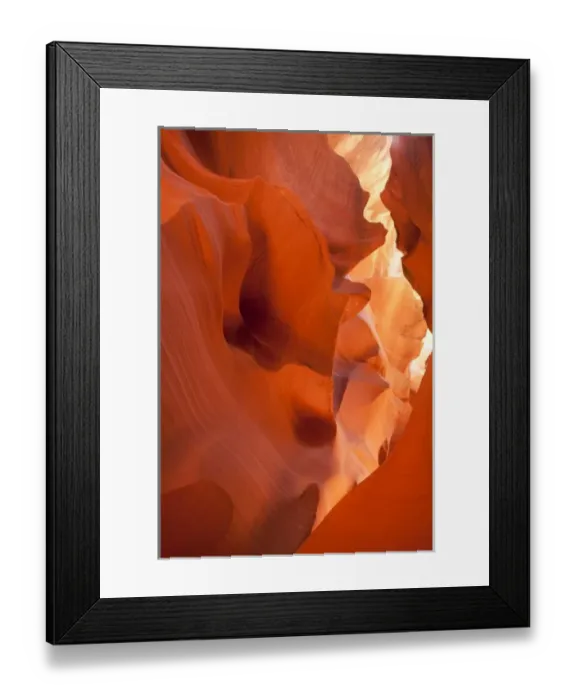 Framed Print : USA, Arizona, Page, Sunlight filters down into carved red sandstone walls of Lower Framed Print : USA, Arizona, Page, Sunlight filters down into carved red sandstone walls of Lower