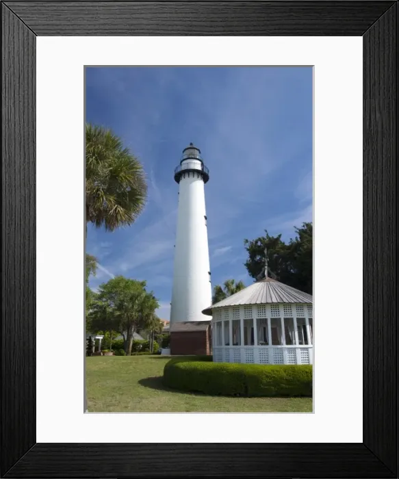Framed Print : Georgia, St. Simons Island. Historic St. Simons Island Lighthouse, c. 1872. (MR) Framed Print : Georgia, St. Simons Island. Historic St. Simons Island Lighthouse, c. 1872. (MR)