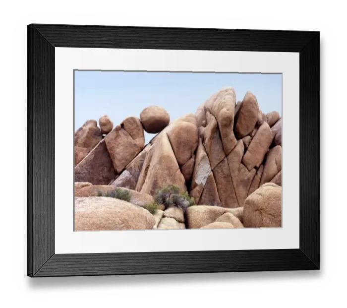 Framed Print : USA, California, Joshua Tree NP. This round boulder, over four feet in diameter Framed Print : USA, California, Joshua Tree NP. This round boulder, over four feet in diameter