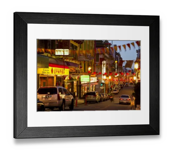 Framed Print : Chinatown at dusk in San Francisco, California, USA Framed Print : Chinatown at dusk in San Francisco, California, USA