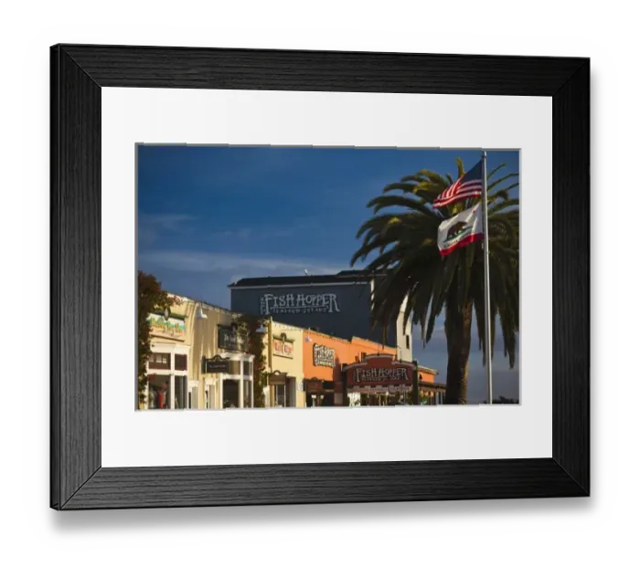 Framed Print : USA, California, Central Coast, Monterey, Cannery Row area, pier shops and restaurants