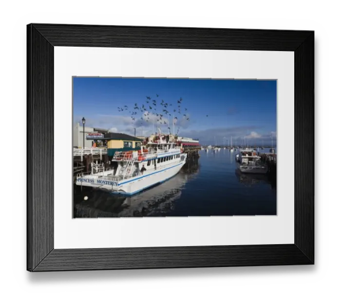 Framed Print : USA, California, Central Coast, Monterey, Fishermans Wharf, tourist boat