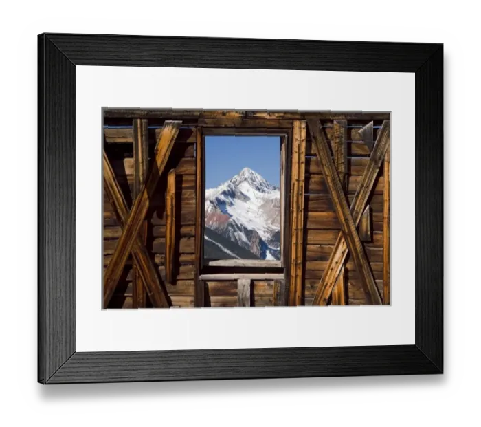 Framed Print : USA, Colorado, Rocky Mountains, San Juan Mountains. The window of a miners cabin Framed Print : USA, Colorado, Rocky Mountains, San Juan Mountains. The window of a miners cabin