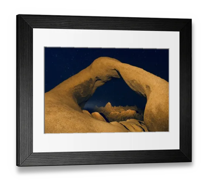 Framed Print : USA, California, Alabama Hills. Night exposure of Mobius Arch illuminated by flashlight Framed Print : USA, California, Alabama Hills. Night exposure of Mobius Arch illuminated by flashlight