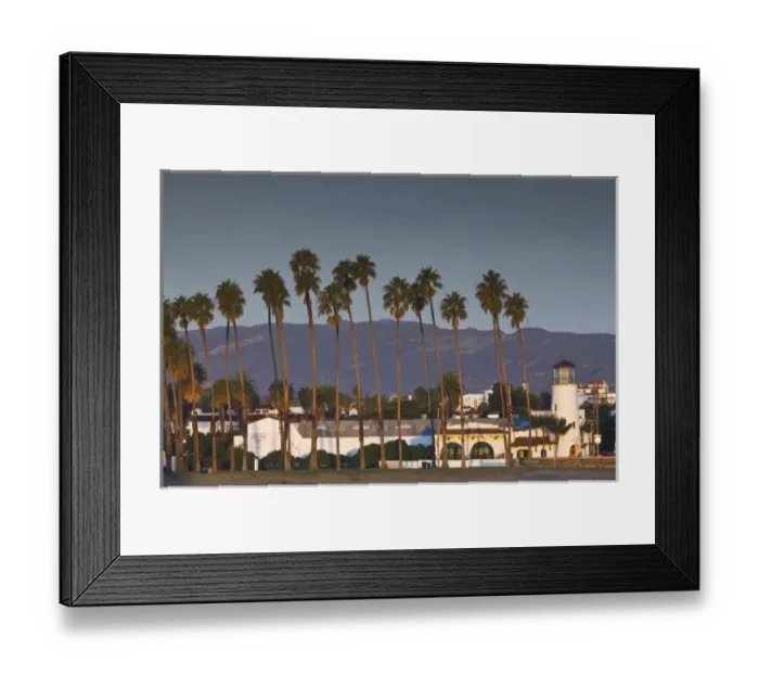 Framed Print : USA, California, Southern California, Santa Barbara, Cabrillo Boulevard, palms, morning Framed Print : USA, California, Southern California, Santa Barbara, Cabrillo Boulevard, palms, morning