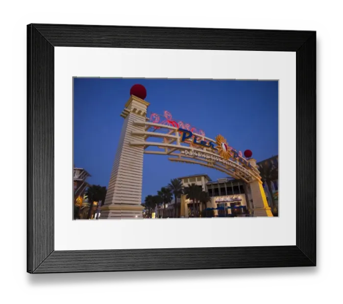 Framed Print : USA, Florida, Florida Panhandle, Panama City Beach, Pier Park Mall entrance off Front Beach Road