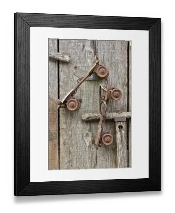 Framed Print : Decorations on wooden fence, Catalina Island, California