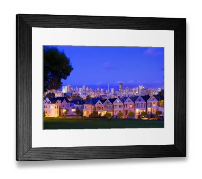 Framed Print : North America, USA, California, San Francisco. Victorian houses in front of the skyline Framed Print : North America, USA, California, San Francisco. Victorian houses in front of the skyline