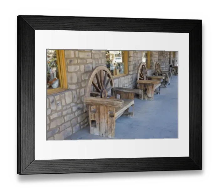 Framed Print : AZ, Arizona, Scottsdale, Old Town Scottsdale, unique wagon wheel chairs under covered Framed Print : AZ, Arizona, Scottsdale, Old Town Scottsdale, unique wagon wheel chairs under covered