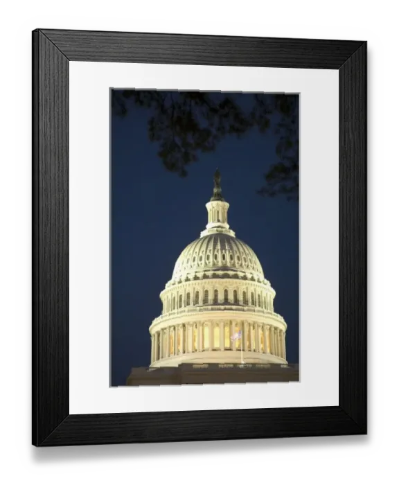 Framed Print : Rotunda of U. S. Capitol at night, Washington D. C. (District of Columbia), United States