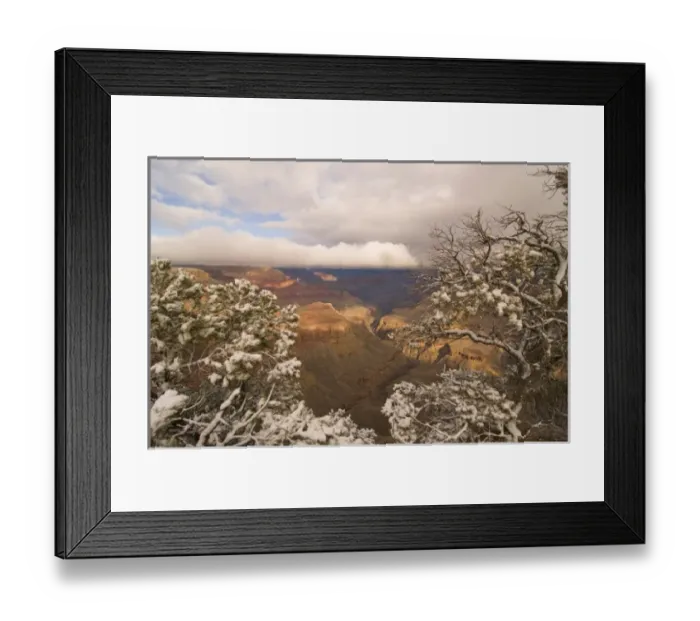 Framed Print : Scenic snowy winter landscape along the south rim of the majestic Grand Canyon, Grand