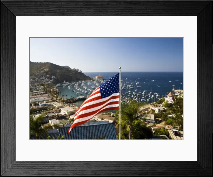 Framed Print : USA, Catalina Island. This is the famous spot to photograph Avalon harbor. A house