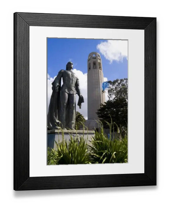 Framed Print : North America, USA, California, San Francisco. Statue of Christopher Columbus next