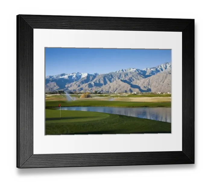Framed Print : USA, California, Palm Springs. Desert Princess Golf Course and Mountains, winter Framed Print : USA, California, Palm Springs. Desert Princess Golf Course and Mountains, winter