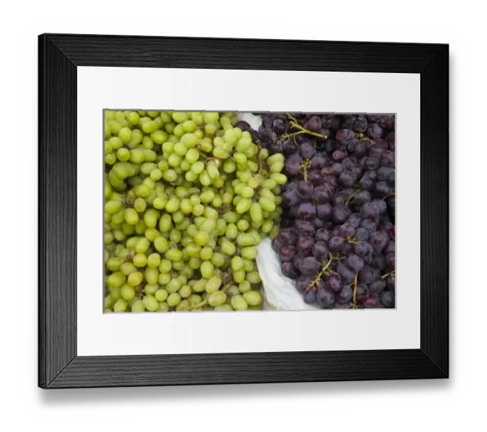 Framed Print : Fresh ripe grapes on display at market Framed Print : Fresh ripe grapes on display at market