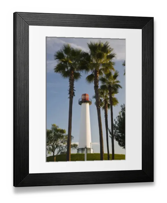 Framed Print : USA, California, Long Beach. Shoreline Village Lighthouse