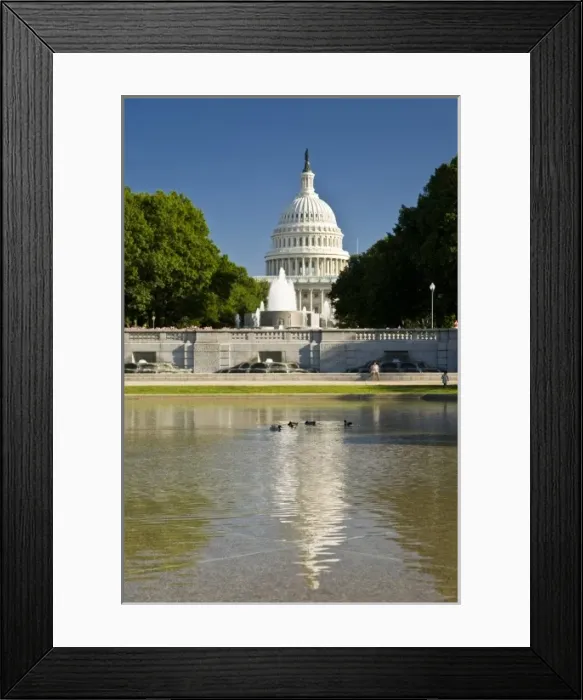 Framed Print : USA, Washington, D. C. The US Capital Building with the capital fountain and relfecting pool Framed Print : USA, Washington, D. C. The US Capital Building with the capital fountain and relfecting pool