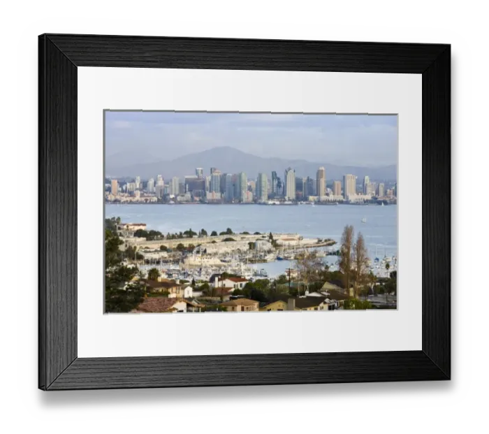 Framed Print : USA, California, San Diego. City and Shelter Island Yacht Basin from Point Loma, dusk Framed Print : USA, California, San Diego. City and Shelter Island Yacht Basin from Point Loma, dusk