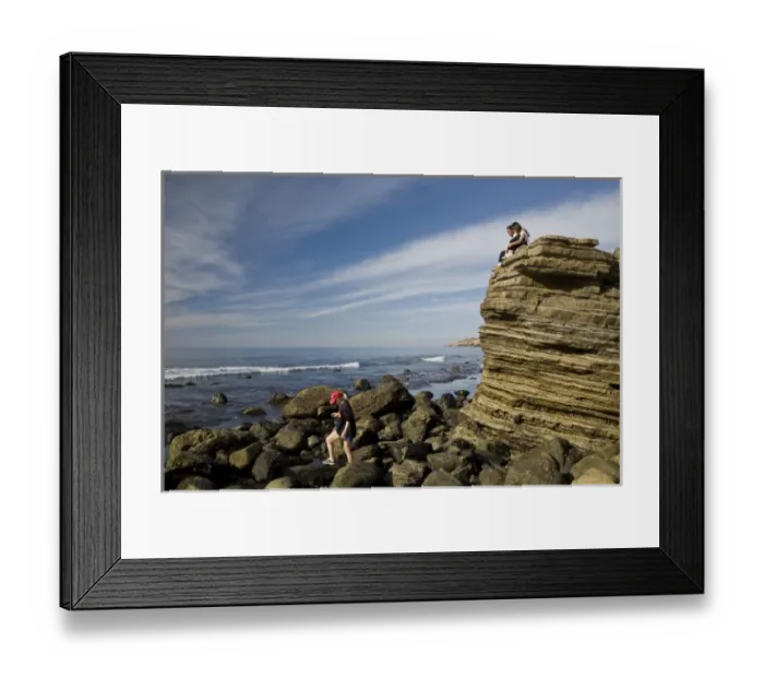 Framed Print : USA, CA, San Diego. People enjoy the tidepools area at Point Loma, near Cabrillo National Monument