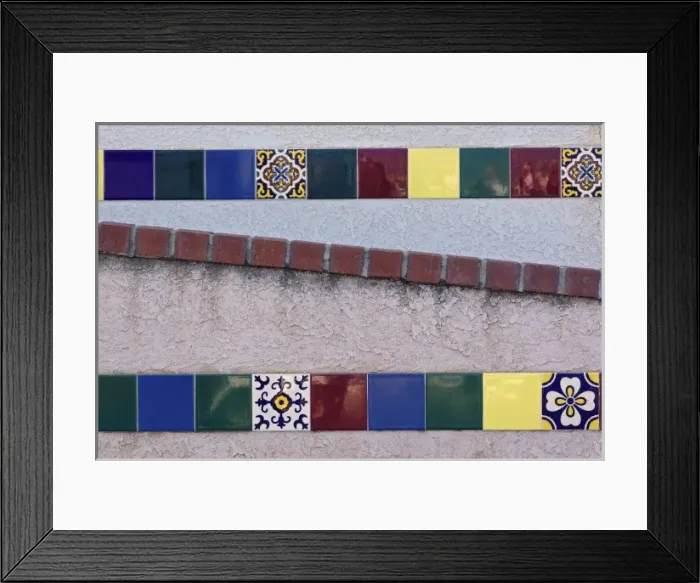 Framed Print : Decorative tiles along stairway, Catalina Island, California