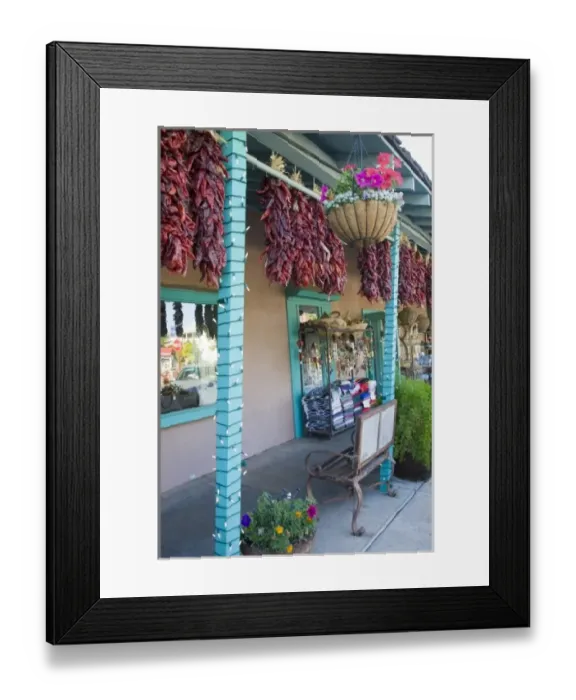Framed Print : AZ, Arizona, Scottsdale, Old Town Scottsdale, chili ristras and covered walkway Framed Print : AZ, Arizona, Scottsdale, Old Town Scottsdale, chili ristras and covered walkway