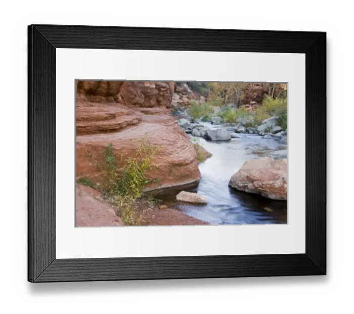 Framed Print : AZ, Arizona, Slide Rock State Park, Oak Creek and sandstone rock