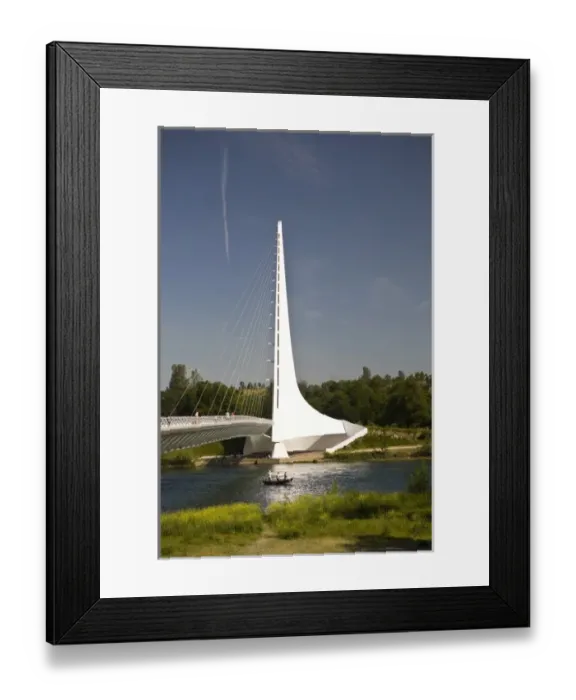 Framed Print : Scenic walking bridge over the Sacrament River, Redding California Framed Print : Scenic walking bridge over the Sacrament River, Redding California