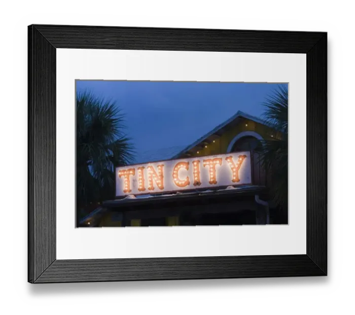 Framed Print : USA, Florida, Naples: Sign for Tin City, former oyster processing plant, now a harborside Framed Print : USA, Florida, Naples: Sign for Tin City, former oyster processing plant, now a harborside