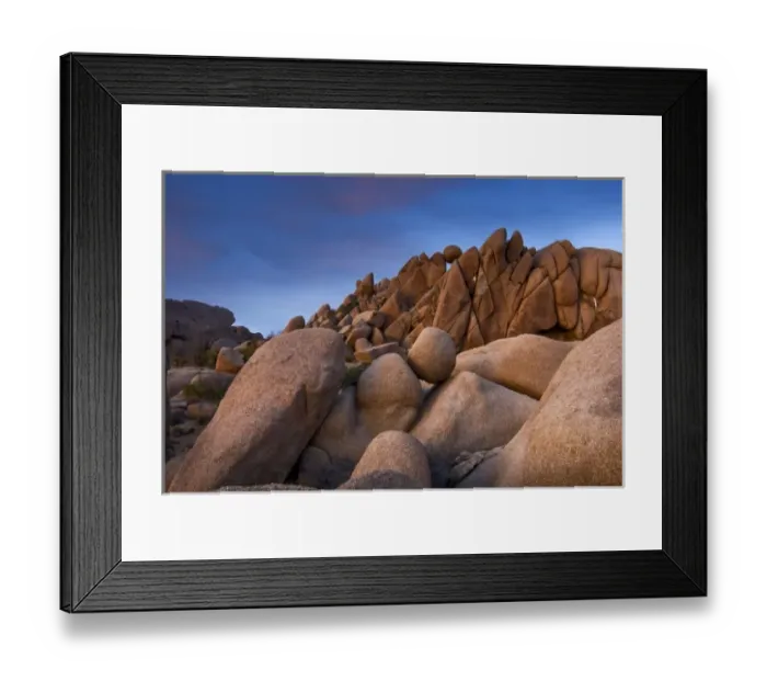 Framed Print : USA, California, Joshua Tree National Park. Sunset on the boulders in Jumbo Rocks Framed Print : USA, California, Joshua Tree National Park. Sunset on the boulders in Jumbo Rocks