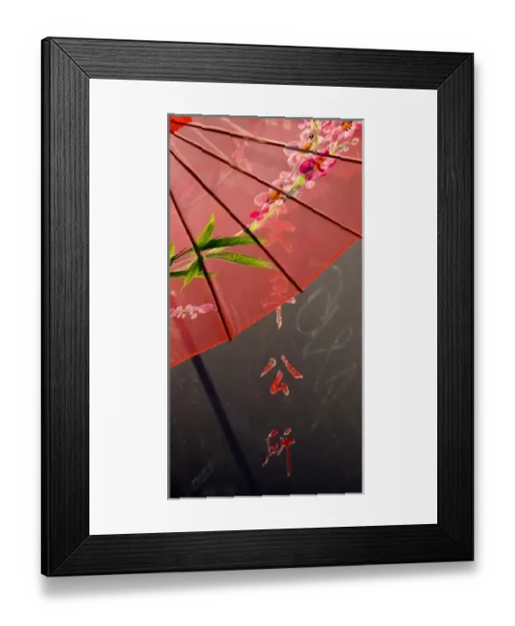 Framed Print : USA, California, San Francisco. Detailed image of red Chinese umbrella and painted Framed Print : USA, California, San Francisco. Detailed image of red Chinese umbrella and painted