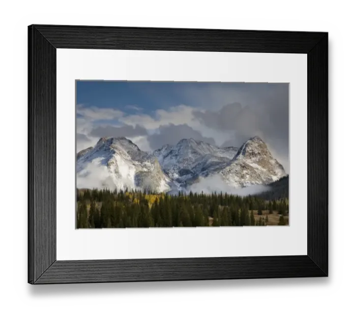 Framed Print : USA, Colorado, San Juan Mountains, Uncompahgre National Forest. Clouds swirl around Framed Print : USA, Colorado, San Juan Mountains, Uncompahgre National Forest. Clouds swirl around